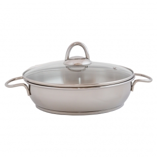 Сковорода "Классика-ПРИМА" 1,5 л с двумя ручками и стеклянной крышкой (220/187 мм)